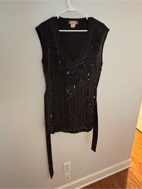 Flying Tomato Black Sequin V-Neck Mini Dress
